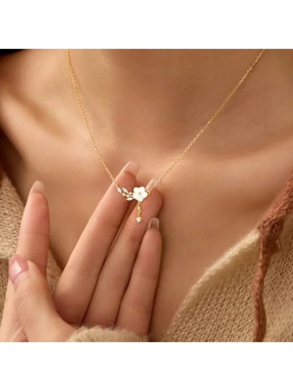 Dainty 925 Sterling Silver Cherry Blossom Necklace for Women, Mom & Daughter